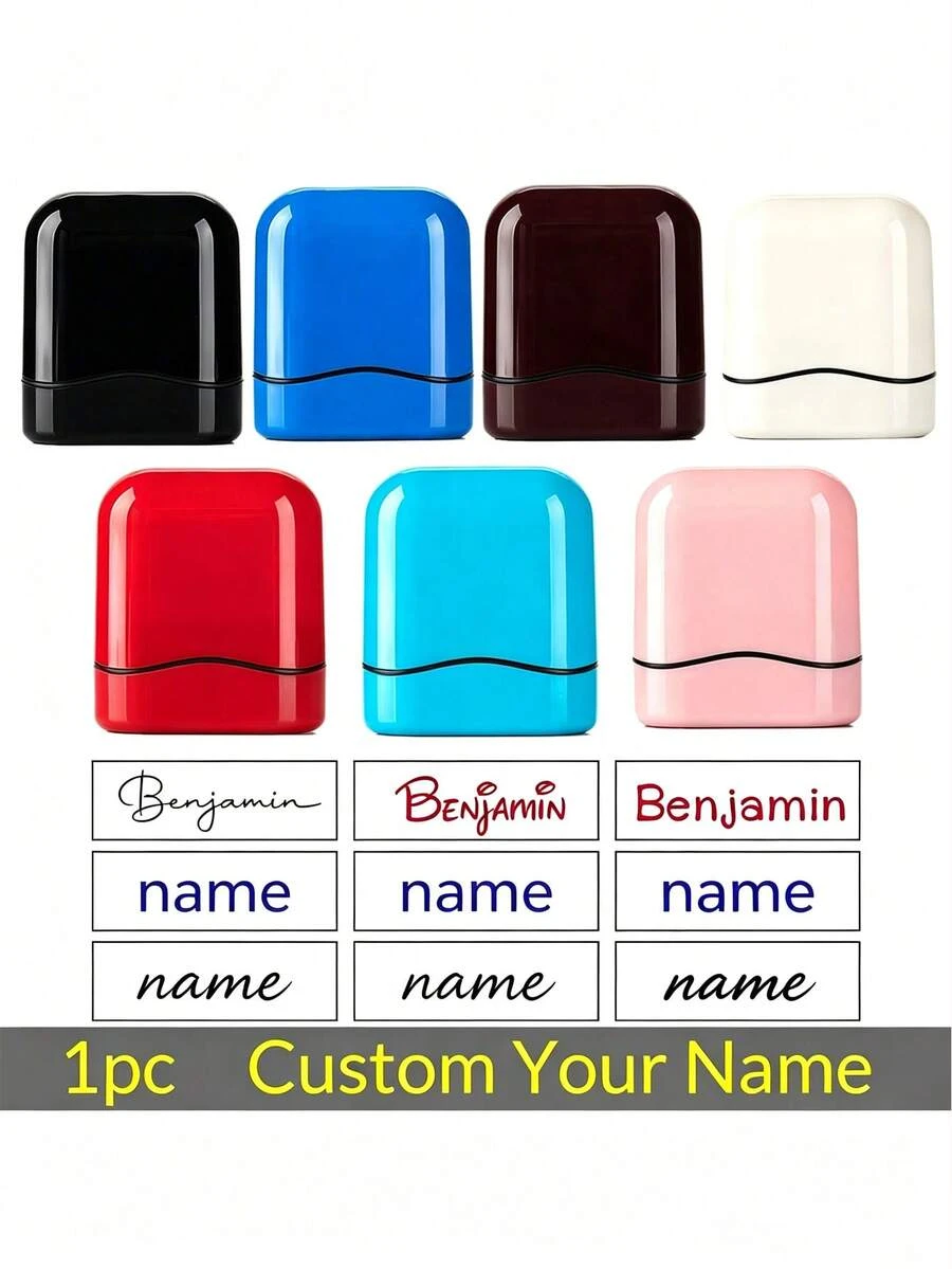 1pc Customized Name Signature Stamp, School Supplies, Personalized DIY Self-Inking Name Stamp For Signing, Waterproof Name Stamp For Clothing, Back To School