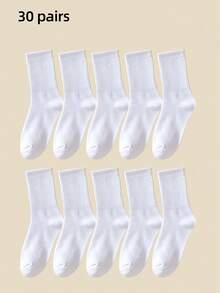 1 Paar/3 Paar/5 Paar/10 Paar Mehrfachpackung Damen Socken in Unifarben, knöchelhoch, atmungsaktive Baumwolle, weich & bequem, geeignet für den täglichen Gebrauch, Zuhause, Büro, Schule, Sport, Schwarz & Weiß, Herbst - Weiss - Übersicht 38