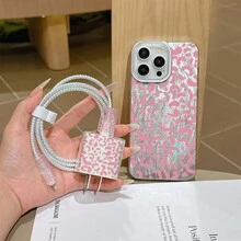 Set 6pcs Casing Ponsel Motif Leopard Pink + Penutup Kepala Charger + Pelindung Kabel + Tali Penyimpanan + Tali Pembungkus Pelindung Kabel Data TPU Anti-Jatuh untuk iPhone 6 7 8 XXs XR XS Max 11 12 13 14 15 16 17 Pro Max. Cocok sebagai Hadiah Ulang Tahun dan Natal untuk Pasangan, Wanita, Anak Perempuan, Pacar, Kekasih, dan Remaja Putri. - MultiWarna - View 2