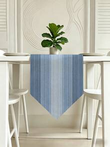 1pc,Crafted Table Runner,Modern Gradient Triangular Table Runner,Pointed Asymmetric Tablecloth,Microwave Dust Cover,Protective Cover,Rectangular Tablecloth,Washable,Suitable For Home Dinner,Coffee Table,Kitchen And Dining Room Decor,Dining Table Decoration Party And Scene Decor,Home Decor,Outdoor Patio Table Runner Decor,Entryway Decor,Fireplace Cloth Decor - Seaside Relaxed Blue - View 1