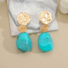 Vintage Spiral Metal Wrapped Texture Disc Drop Earrings, Western Style - Multicolor - View 14