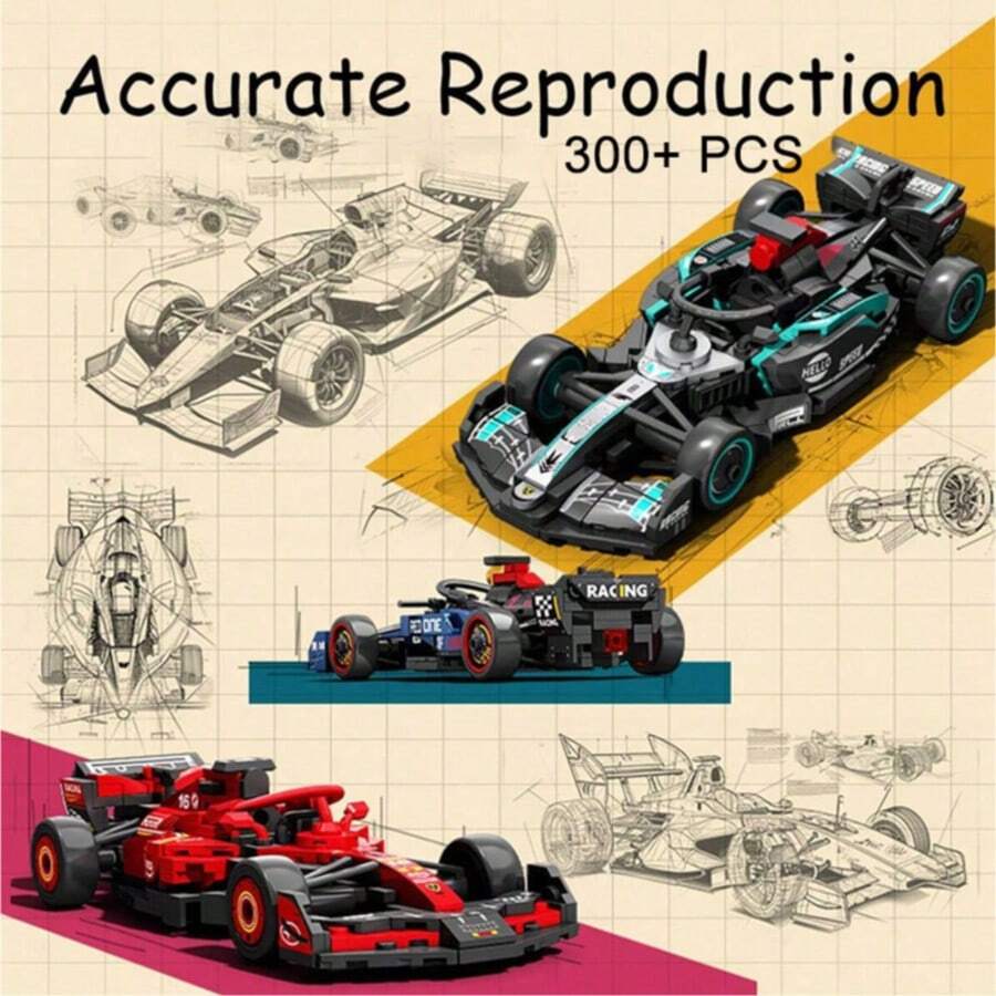 Coche de juguete del Campeón de Carreras F1, Juego de bloques de construcción de coche de carreras, Set de modelo de coche de carrera F1, Exhibible o Jugable, Juguete de coche de ensamblaje para coleccionistas adultos, Regalo de cumpleaños y regalo para fans de F1