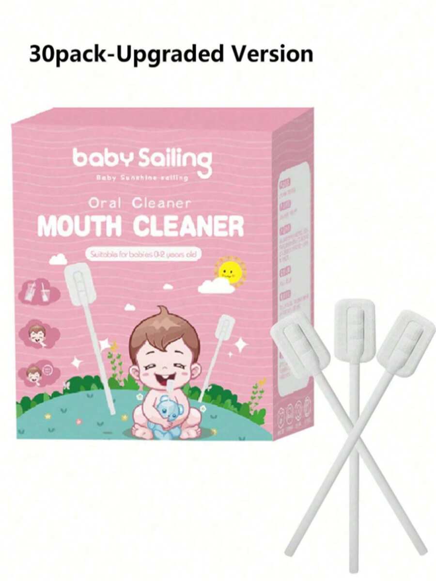 包裝免膠新生兒口腔舌苔清潔棒，嬰兒口腔清潔棒，一次性紗布波浪刷頭清潔棒 - 多色7 - 查看 1