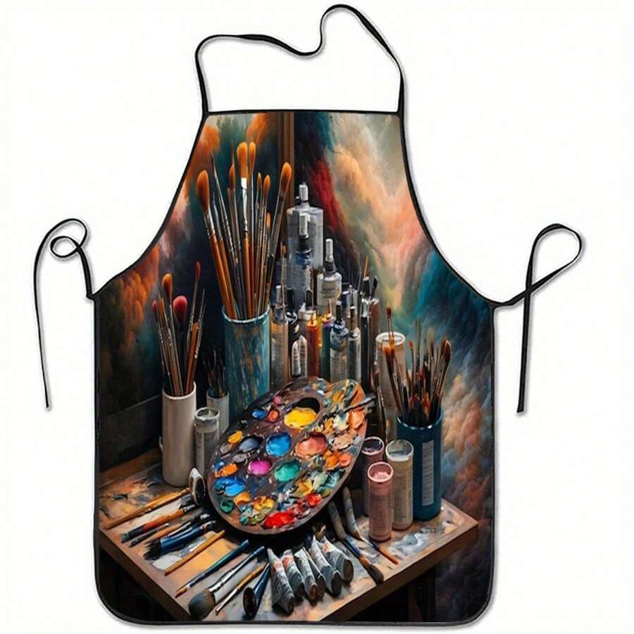 1 Pack Of Multi-Color Artist Workbench Paint Palette, Paint Color Printing Apron, With A Retro Art Studio Style. Suitable For Birthday Gifts For Painters, Art Classes, Craft Parties And All-Year-Round Use In The Studio..
