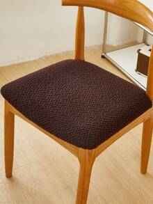 1 pieza Funda de taburete de unicolor con patrón, estilo moderno de felpa, funda de silla de mobiliario de restaurante, adecuada para la mayoría de las sillas - Café integral - Ver 3