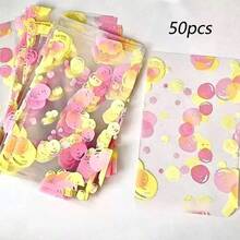 50pcs/Pack 12*20cm Transparent Polka Dot Flat Packaging Bags, High Transparency Waterproof Dustproof Scratch-Resistant Durable, Transparent Background With Blue-Pink And Yellow-Pink Bubble Polka Dot Print, Rectangular Flat Bags, Cute Cartoon Bubble Pattern Clear Printing, Small Card Gift Packaging Dustproof Packing Bags, Suitable For Idol Card Packing, Handmade Jewelry Packaging, Holiday Gift Wrapping, Daily Small Item Storage, All Seasons - View 8