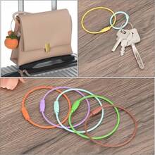 28/48PCS Random Color Colorful Stainless Steel Wire Keychain Cable Loop Screw Lock Rope Key Holder Keyring Key Chain Rings Outdoor Tools - Black - View 7