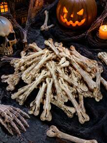 3/5/10pcs Realistic Halloween Skeleton Decor, Realistic Skeleton Props, Party And Holiday Tabletop Decoration, Create Scary Haunted House Party Table Decor - Bone - View 3