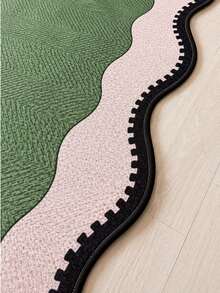 Heza Home Retro Postage Stamp Border Green Runner Rug, Washable Kitchen Rug, Textured Pattern Floor Mat For Living Room, Bedroom & Home Decor, Made In Türkiye - Beige - View 3