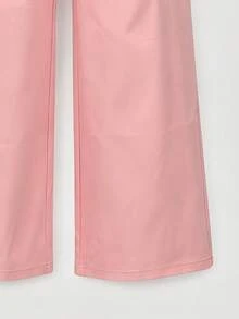 1pc Girls Casual Cargo Pants, Simple Loose Straight Leg Sports Trousers, Suitable For Daily Outdoor Wear - Pink - View 7