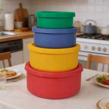 Round Silicone Food Storage Containers With Lids Set, Microwave Lunch Box For Office Workers, Airtight Leak-Proof Fruit And Baby Food Storage Bowls - Multicolor - View 2