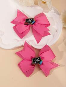 2pcs Girls Blackboard Accessory Ribbed Bow Hair Clips, Secure And Gentle On Hair, School Style Side Clips Suitable For Back To School Season - Multicolor - View 14