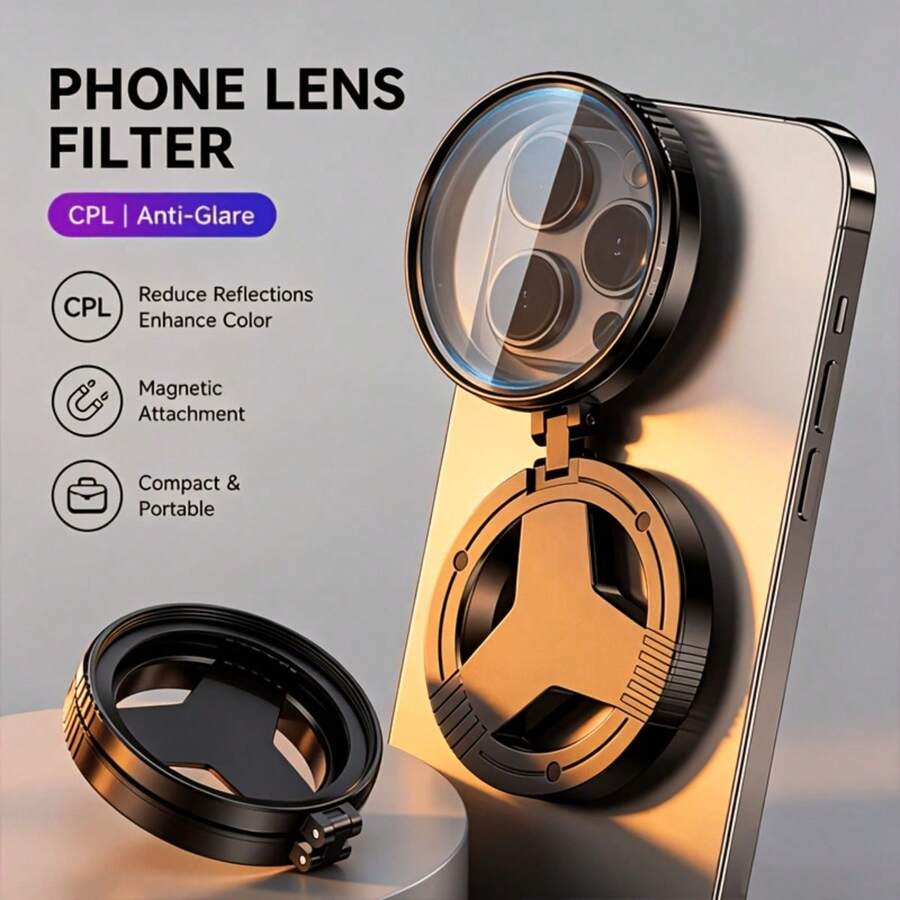 52mm Magnetic Polarizing Filter Set For Smartphone, Ultra-Thin Multi-Layer Coated Circular Polarizer, Anti-Reflection Lens Protector For Smartphone Photography - A - View 1