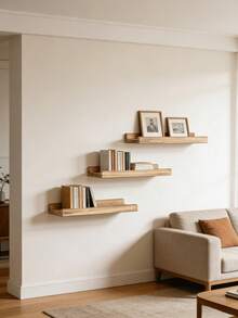 1/2/3pcs Vintage Wooden Wall Decor Shelves, Floating Shelves With Stoppers, Bohemian Style Bathroom And Kitchen Wall Racks, Room Decor, Home Decor, Bedroom Decor, Wall Decor, Easy To Install, Suitable For All Seasons, Applicable For Bedroom, Living Room, Kitchen, Bathroom, Office - Wood Color - View 6