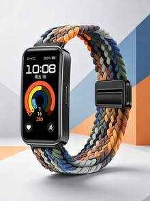 尼龍手錶錶帶，適用於華為 Band 11/11pro, 10/9/8，編織彈性錶帶，運動錶帶，智慧手錶錶帶，柔軟透氣，替換錶帶，磁吸扣，男女通用，替換 - 彩色 - 查看 7