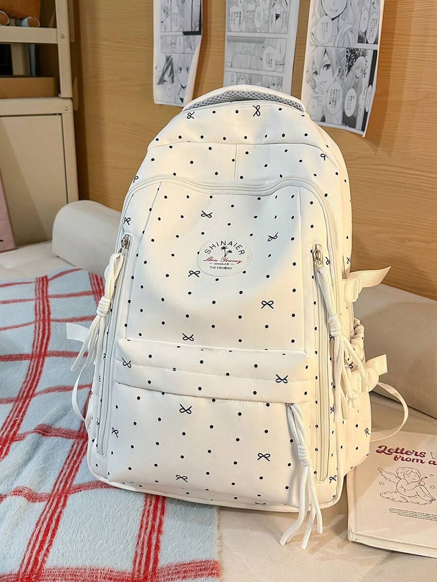 輕量便攜防盜背包,多口袋設計,適合學生與青少年,適用於學校、旅行、徒步、攀岩、運動與戶外活動 - 白色 - 查看 1