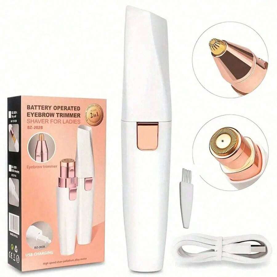 Mini dispositivo de depilación con forma de lápiz labial, recortadora 2 en 1 para rostro y cejas de mujer, afeitadora portátil para viaje y hogar, adecuada para rostro, cejas, vello nasal, vello axilar, regalo perfecto unisex, regalo festivo