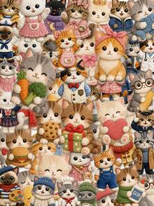 50pcs PET Knitted Cartoon Cat Stickers, Cute Transparent Animal Stickers For Back To School, Knitted Style Kitten PET Stickers, Suitable For Vision Board, Student Diary, Phone Case, Laptop - Multicolor - View 3