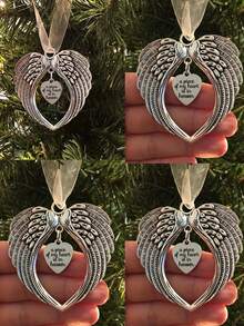 1pc Angel Wings Christmas Decoration, Bell-Shaped Memorial Ornament, Commemorating Lost Loved One, Stainless Steel Angel Wings Christmas Tree Decor Gift Box Home Hanging Ornament (Mom) Heart-Shaped Wings Design Hanging Decor, Zinc Alloy Home Decor Halloween Decoration Christmas Decoration Room Decor - Multiple Styles - View 7