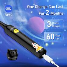YUNCHI Kids Electric Toothbrush Rechargeable 2 Mins Timer 3 Modes For Ages 6+ Includes 4 Replacement Brush Heads And DIY Stickers - Multicolor - View 5