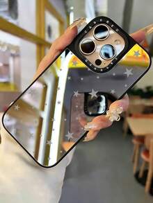 1 buah Casing Ponsel dengan Cermin Rias, Motif Polka Dot & Bintang, Casing Ponsel TPU Tahan Guncangan dengan Perlindungan Penuh, Kompatibel dengan Apple 17 16 15 14 13 12 11 Pro Max - MultiWarna - View 3