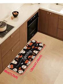 1/2pcs Halloween Cute Ghost Style Kitchen Rug And Mat, Halloween Home Decor, Non-Slip Pumpkin Floor Mat, Halloween Holiday Kitchen Carpet - Multicolor - View 15