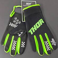 ROXF Full Finger Outdoor Touchscreen Sports Gloves, Plaid Non-Slip Palm, Neon Green Trim, Elastic Cuff, Suitable For Mountain Biking, Motorcycle Riding, Driving, Fitness Training And Racing, Unisex Youth Style - Multicolor - View 8