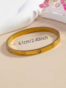 1pc Non-Fading Bracelet, Bridal Bracelet, Valentine's Day Gift Bracelet, Perfect Jewelry Choice For Daily Wear - Gold - View 3