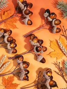 1 Set Artificial Acorn Set (With Cap) - DIY Mini Acorn Decorations; Realistic Acorns Suitable For Christmas Tree, Fireplace Mantel, Tabletop Centerpiece, Wreath, Garland, Vase Filler And Home Decor - Multicolor - View 8
