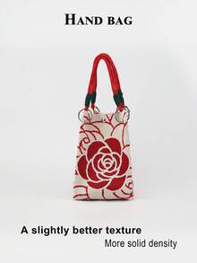1pc Cartoon Floral Large Capacity Lightweight Tote Bag, Suitable For Commuting, School, Travel, Portable Matching With Clothes, All Seasons - Multicolor - View 7