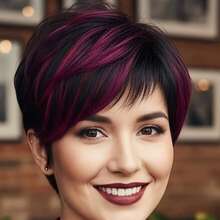 Short Pixie Cut Wig Human Hair 6inch 150% Density Brazilian Remy Hair Wigs For Women Machine Made Wig Human Hair For Daily Wear 1B/99J Color For Halloween - S1B/99J - View 8