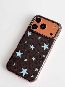1PC Ins Brown Leopard Print Star IMD Full Coverage Anti-Drop PC Phone Case Compatible With Apple 11 Pro Max/12 Pro Max/13 Pro Max/14 Pro Max/15 Pro Max/16 Pro Max/17 Pro Max - Multicolor - View 3