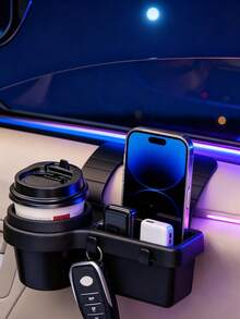 Multifunctional Car Storage Box With Cup Holder, Drink Holder, Side Door Window Phone Slot And Hanging Storage Rack, Universal Perfect Car Interior Organizer, Durable ABS, Easy Install, Space Saving, Ideal For Driver Passenger Daily Commute - Multicolor - View 6