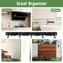 Wall-Mounted Broom & Mop Holder, Heavy-Duty Tool Storage Rack With 4 Clips And 5 Hooks, Suitable For Kitchen, Garden, Laundry Room, Closet And Garage, Autumn Home Decor, Christmas Gift - A - View 7