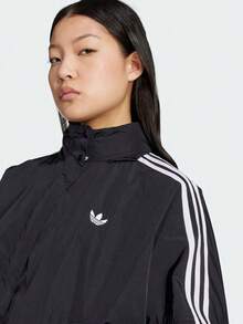 Adidas Originals Women's 3S Windbreaker Jacket Woven Hooded Outerwear JX1451 - Black - View 5