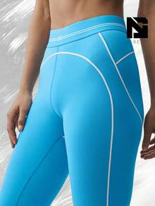 Airbrush High-Waist Heart Throb Legging - 天藍色/白色 - 查看 3