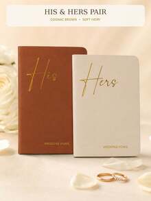 2pcs/Set Wedding Vow Books, Groom & Bride Style, Gold Foil Engraved Wedding Vow Books, Wedding Essentials - Eternal Elegance Wedding Supplies - one-size - View 4