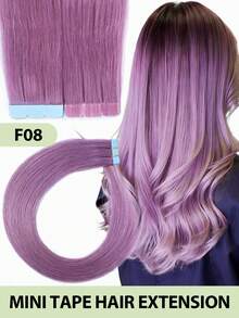 Mini Tape-In Hair Extensions, Real Human Hair, Colorful Invisible Tape-In Hair Extensions, Highlight Color, Party Hair Accessories, Ready To Wear, No Glue Needed, Suitable For Holidays, Festivals, School Supplies, Parties, Weddings, Daily Wear, Suitable For All Women, Girls, Brides - Multicolor - View 33