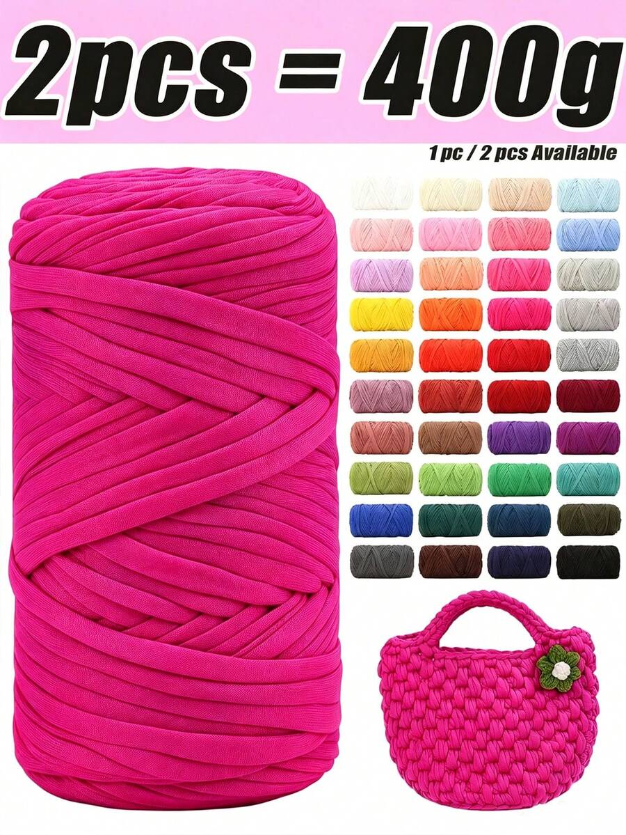 6pcs-3set Premium T-Shirt Yarn 200g/Pc High Elastic Soft Polyester Yarn, Suitable For DIY Crochet Bags, Baskets, Mats, Slippers, Dolls, Multi-Color Holiday Crochet Handmade Yarn, Multi-Functional Knitting Accessories, Large Ball Pack - Multiple Styles - View 1