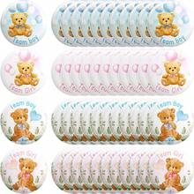 12/24 Pcs Bear Gender Reveal Pins Funny Baby Shower Team Gender Reveal Decorations Blue And Pink Team Button Pins For Birthday Party Supplies - Multicolor - View 3