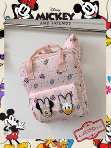1pc Disney Official Licensed Minnie Mouse And Daisy Duck Pattern Backpack, Pink Polka Dot Full Print Daypack, With 3D Character Decoration, Cartoon School Bag, Suitable For Fans/Girls/Students/Teenagers/Graduates, Perfect For Daily Use, Outings, Travel, Shopping And Back To School Season - Pink - View 11