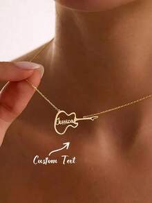 Customized Guitar Name Necklace For Women And Men, Stainless Steel Personalized Necklace Pendant, Chain Jewelry, Birthday Gift - Multicolor - View 2