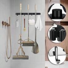 Wall-Mounted Broom & Mop Holder, Heavy-Duty Tool Storage Rack With 4 Clips And 5 Hooks, Suitable For Kitchen, Garden, Laundry Room, Closet And Garage, Autumn Home Decor, Christmas Gift - A - View 5