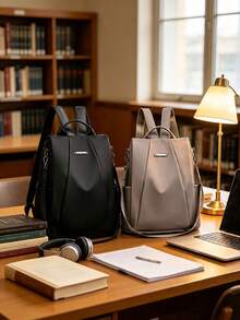 1pc Multi-Functional Casual Travel Backpack, Solid Color Oxford Fabric, Lightweight Zipper Closure, Suitable For All Seasons, Applicable For School, Commute, Travel And Daily Outings - Multicolor - View 5