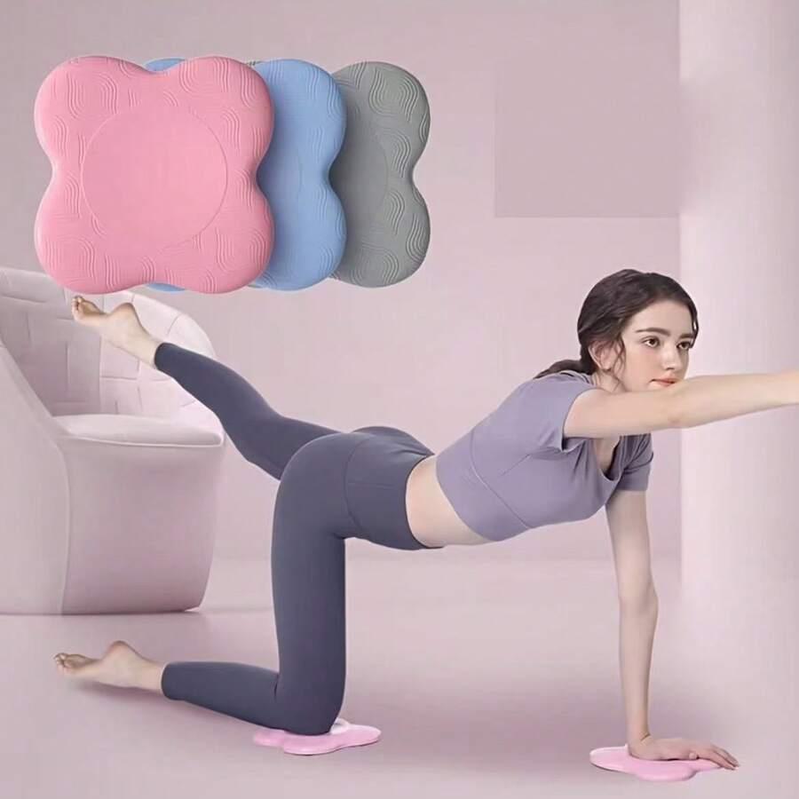 2pcs Thick Yoga Knee Pads, Yoga Pilates Exercise Mat, For Knee/Elbow/Wrist Support, Strength Training, Plank - A - View 1