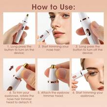 Hailicare 2 In 1 Electric Mini Hair Trimmer Nose Hair Eyebrows,Washable And Removable Cutter Head,Type-C Fast Charging,Lightweight & Portable Design - White - View 8