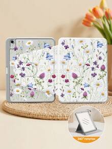 Kingsung Floral Pattern Tablet Protective Case, 360°/720° Rotatable, Built-In Pen Slot, Anti-Drop Protection, Auto Wake, Compatible With IPad Mini6/Mini7/9.7/10.9/Pro 11, 10th Gen, (A16) 11-Inch 11th Gen 2025, Air 8(M4)2026(11-Inch) - Multicolor - View 3