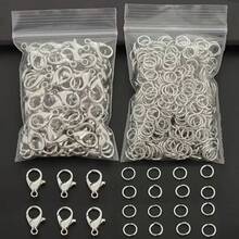 160pcs/320pcs White K DIY Jewelry Findings Assortment With Lobster Clasp And Open Jump Rings, Zinc Alloy Spring Clasp, Bead Connectors, Suitable For Handmade DIY Necklace, Bracelet, Anklet, Jewelry Connector, Bag Pendant, Phone Chain End Clasp, Jewelry Making Accessories Materials - Lobster Buckle & Jump Ring - View 11