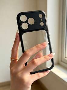 Casing Ponsel Minimalis Mewah Warna Solid Transparan, Bingkai Warna Solid Berwarna-warni, Cocok Untuk iPhone 17 17Pro 17Promax 16 16Promax 15 14 13 Dan Model Lainnya, Casing Ponsel Minimalis Anti Jatuh Perlindungan Penuh Transparan Sentuhan Lembut Berwarna-warni, Hadiah Ulang Tahun Musim Semi, Hadiah Perayaan Pesta - Hitam - View 3