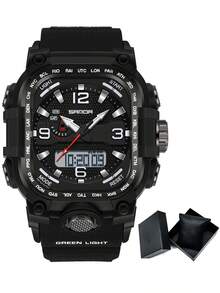 SANDA. SANDA Luxury Brand Dual Display Men's Watch Luminous Waterproof TPU Soft Strap Large Dial Chronograph Calendar Sports Wristwatch - one-size - View 14